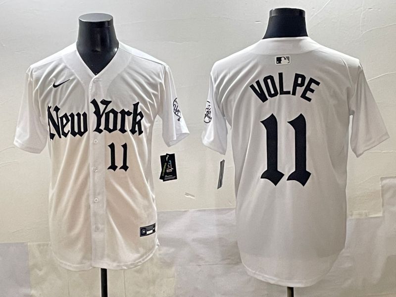 Men 2025 New York Yankees #11 Volpe White Five generations Joint Name Nike MLB Jersey style 34->new york yankees->MLB Jersey